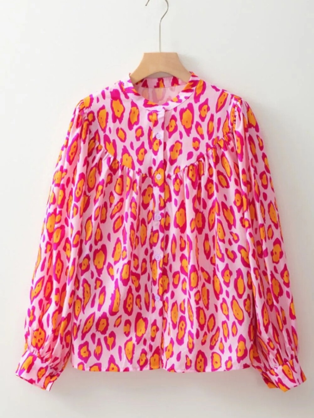 Vibrant Pink and Yellow Animal Print Women's Top - Picture 5 of 10